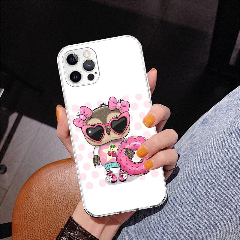 Cute Owl Hearts Lover Phnoe Case for Iphone 17 Air 16 11 12 13 Mini 14 Plus 15 Pro Max 7 8E SE 2020 16ProMax Phone Cover Coque 1