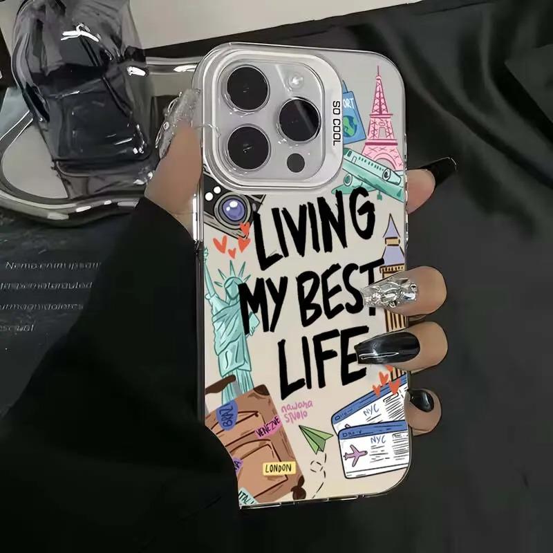 Travel World Map Signpost Pattern Design Protective Cover for iPhone 17 16 15 14 13 12 11 16E Series Pro Max Plus