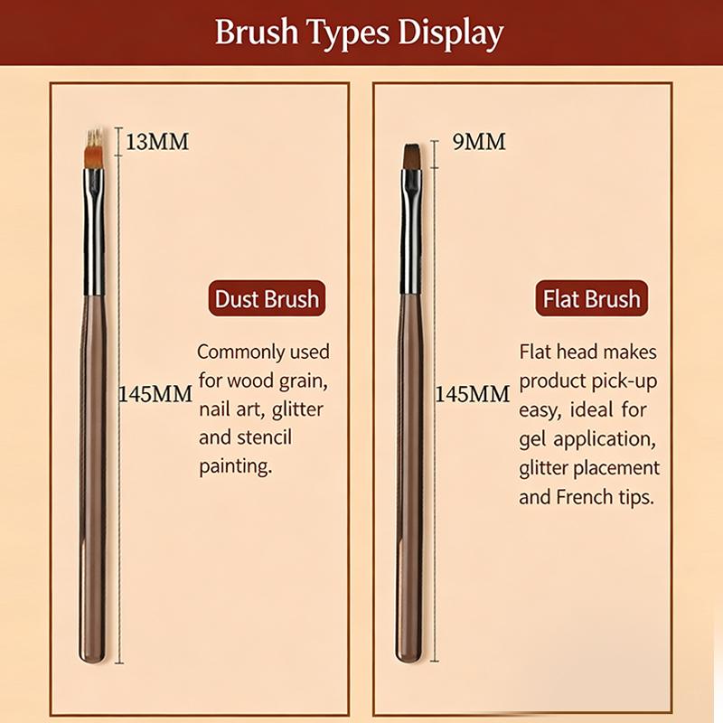 9Pcs Acrylic Manicure Brush Pen Kit Multi Functional Heads Non-slip Comfort Grip for Travel Emergency Nail Repair