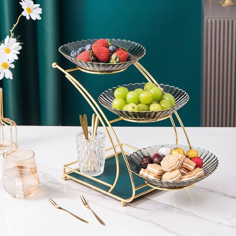 HUIHUADU 3-Tier Nordic Glass Serving Platter