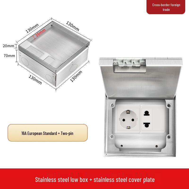 

Marble Style UK Stainless Steel Flush Floor Power Socket