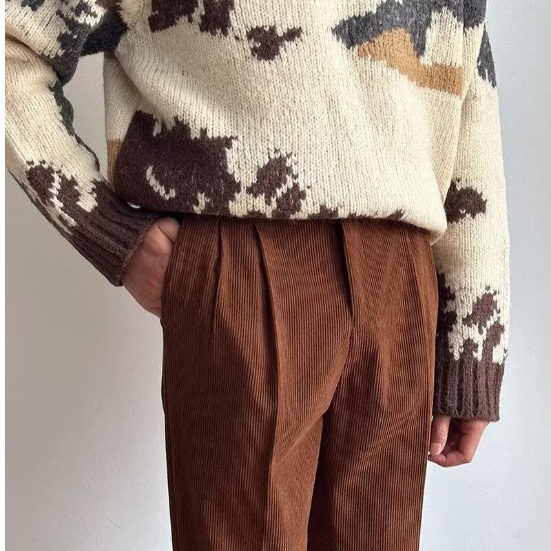 Men's Harajuku Italian Style Drape Casual Pants - Natural Waist, Regular Fit, Versatile and Stylish.