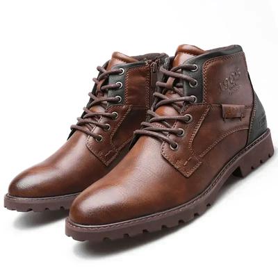Fashion Men Boots 2024 New Autumn Winter Shoes High Quality Men's Leather Boots Side Zipper Men's Ankle Boots Large Size 39-48