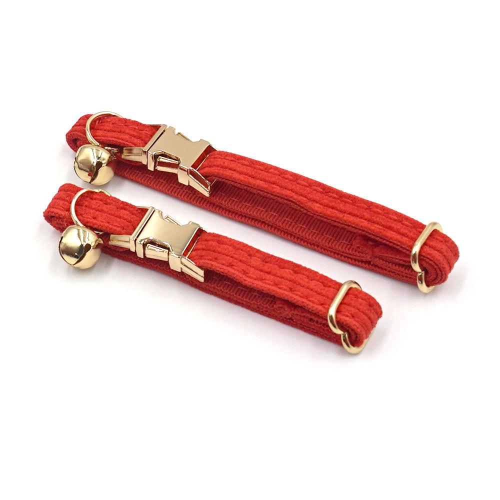 Pumpkin Red Corduroy Cat Bow Tie Collar with Engraving