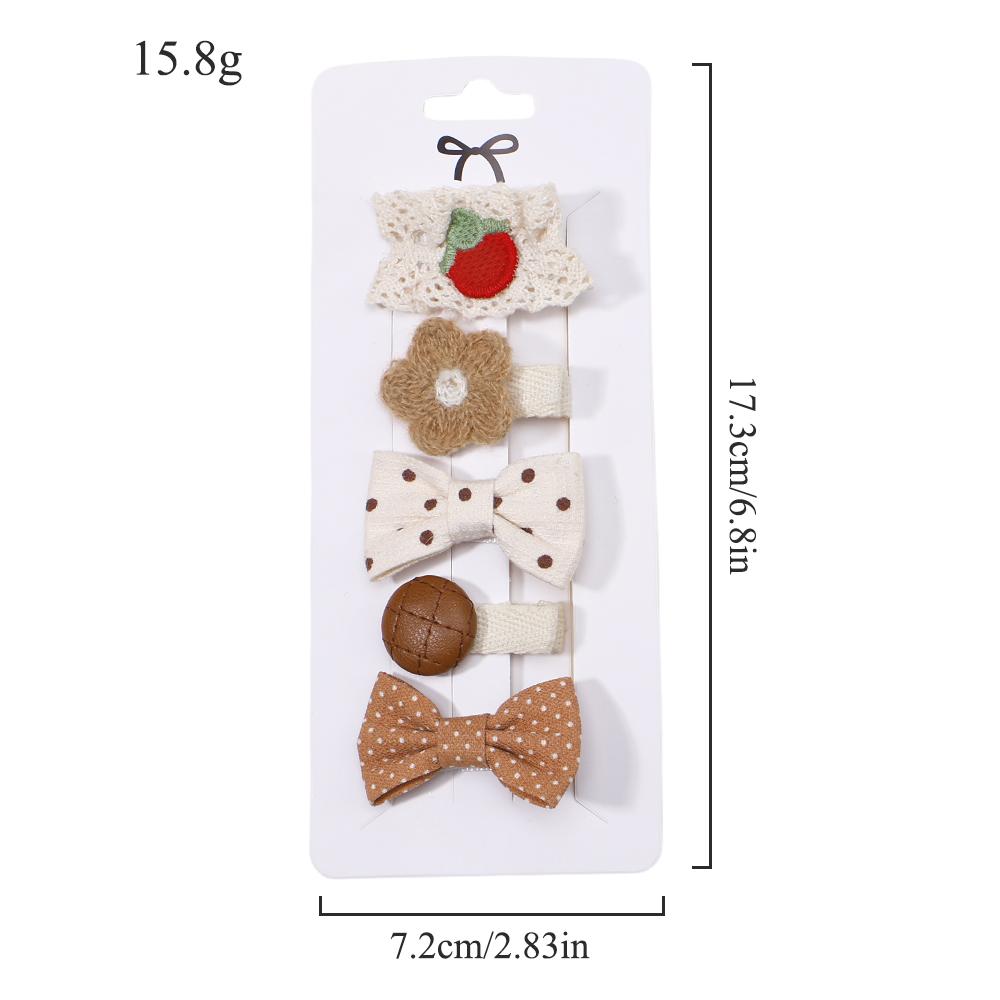 5Pcs/Lot New Strawberry Lace Bow Hairpin Hair Ring Hair Clips for Kids Fashion Headdress No Harm to Hair Baby Hair Accessories