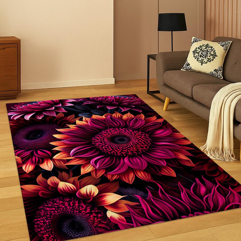 Tappeto con motivo margherita e girasole per la casa, camera da letto, soggiorno, divano, zerbino, decorazione da cucina, tappeto antiscivolo per 40x60cm