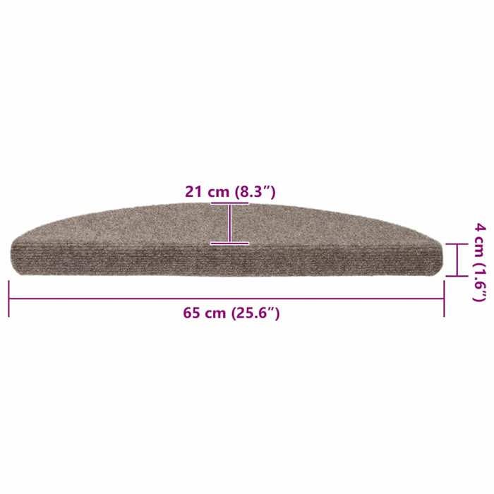 VidaXL Tapis d'escalier auto-adhésifs 15 pièces 65 x 21 x 4 cm Beige Demi-rond Grand 322355