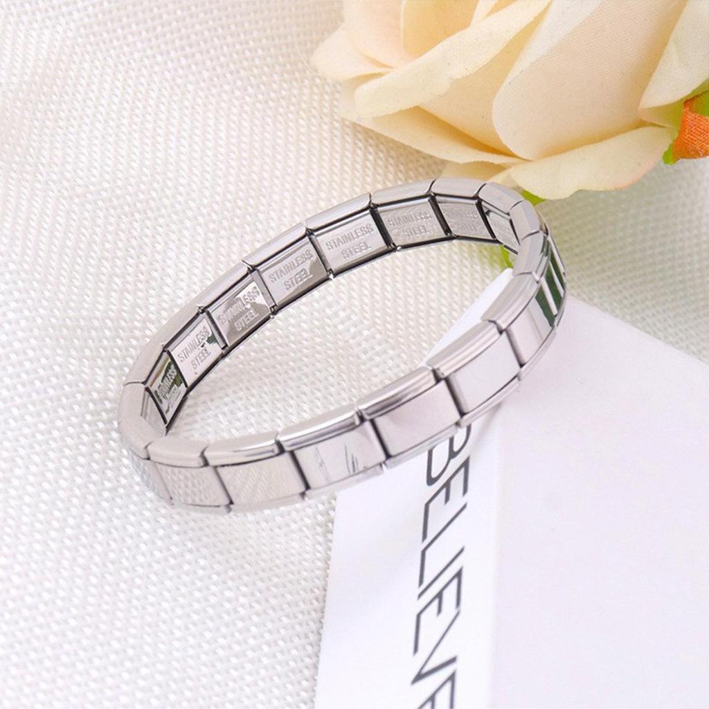1 Stück Mode Silber Armreif Breite Italienisches Elastisches Charm Armband Schlichtes Design Männer Frauen DIY Neuer Stil Schmuck Geschenke
