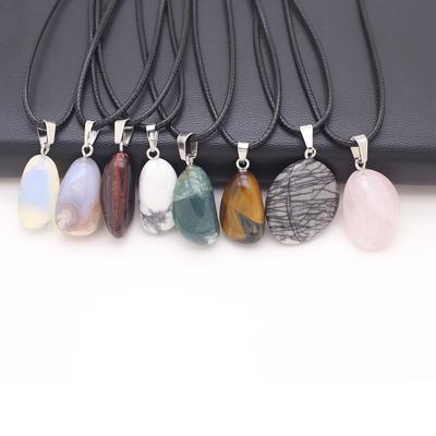 1 sztuk dużo naszyjnik z kamienia naturalnego wisiorek nieregularny kryształ kwarcowy agat lazuryt Rope Chain naszyjniki dla kobiet mężczyzn biżuteria prezenty 15 × 25-20 × 30mm