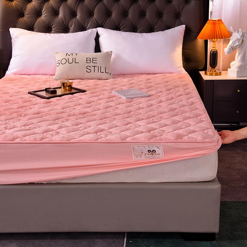 New Lamb Fleece Cotton Fitted Sheet, Warm and Thickened Single and Double Fitted Sheet, Mattress Protection Cover