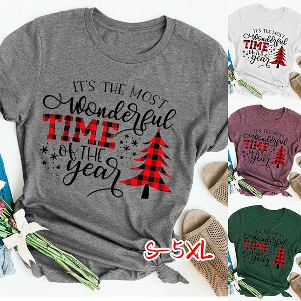 Weihnachtsoberteile für Damen mit kurzen Ärmeln und weichem Baumwollmaterial für festlichen Komfort**