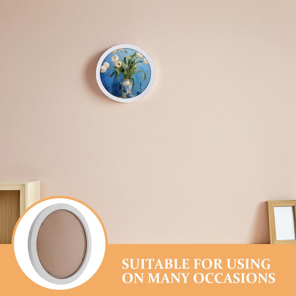 Sturdy Round Wood Picture Frame Wall Hanging Decorative Photo Frame for Living Room Wall Mounted Decor Photo Frames