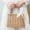Trendy Concise Wicker Flower Basket Rattan Woven Handmade Picnic Basket Fabric Rattan Women Handbag