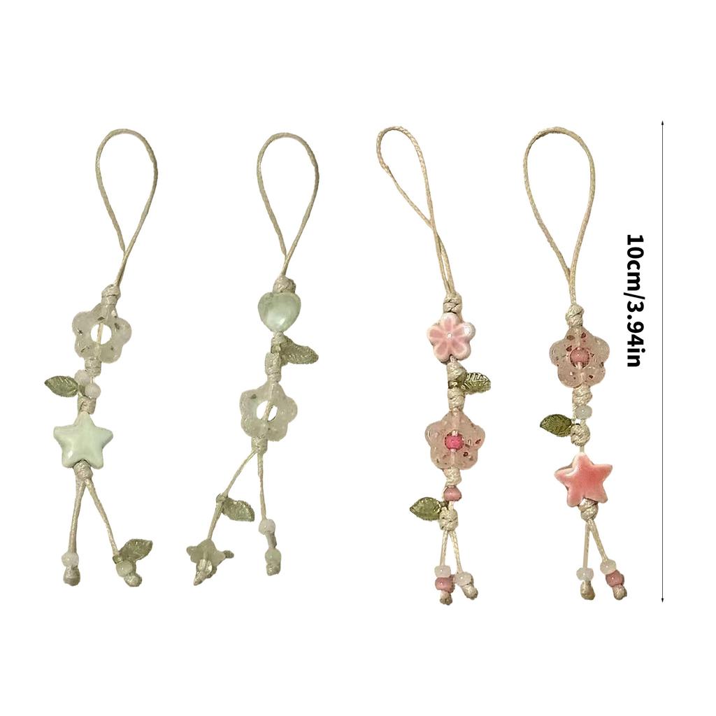 Ceramic Star Flower Mobile Chain Phone Lanyard Bag Accessories Mobile Ornament Present for Youthful Trendsetters
