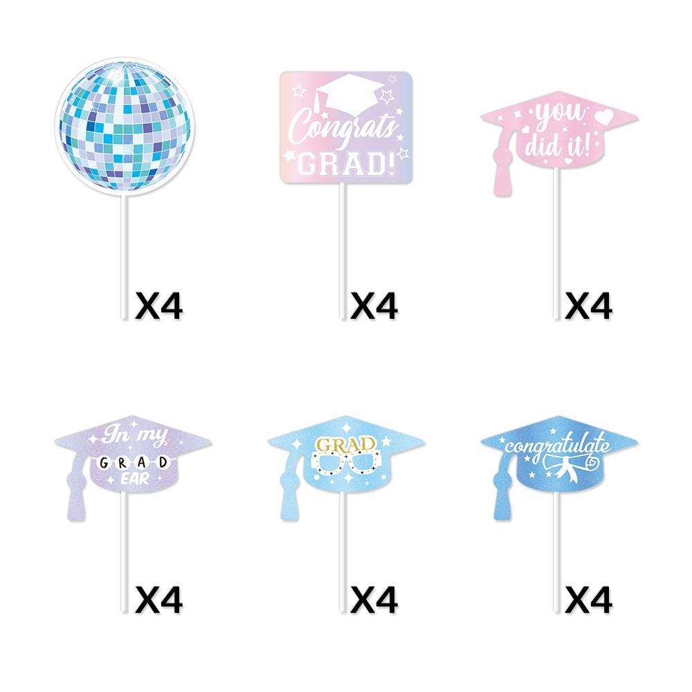 Graduation season cake decoration plug-in, disco style graduation hat graduation party cake small plug