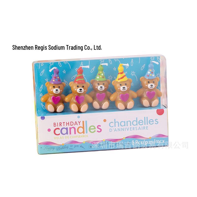 Retro Heart Little Bear Birthday Cake Decoration Candles for Kids Model AS305