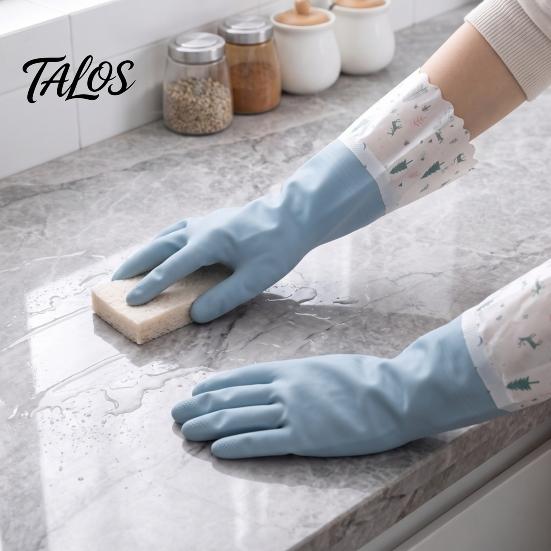Thickened Winter Cleaning Gloves Long Sleeves Dishwashing Gloves, Thick Fleece Lining Non-Slip Silicone Extended Cuff Reusable Waterproof Kitchen for
