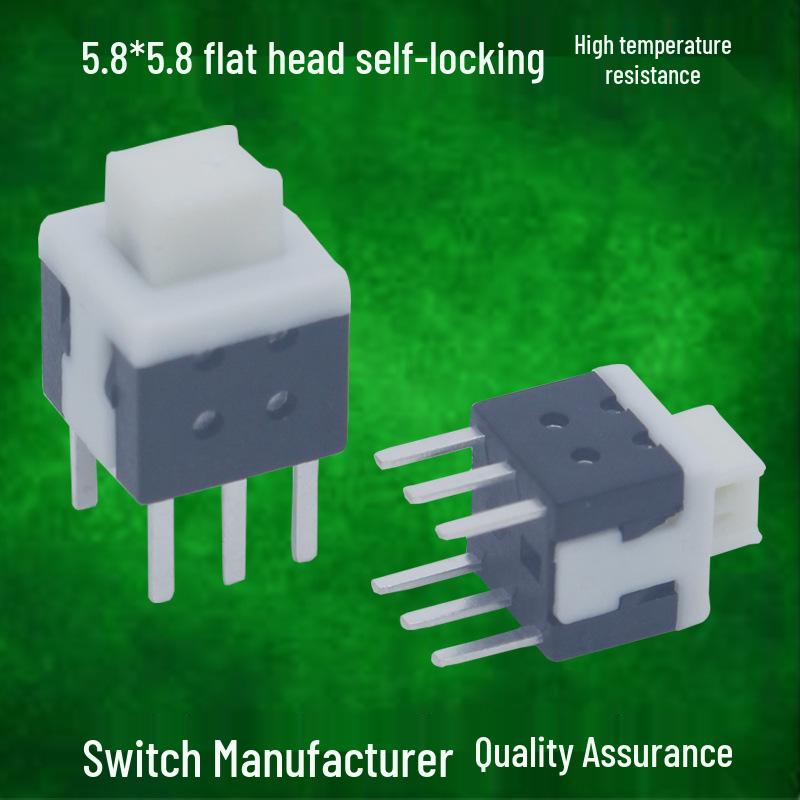 

5.8x5.8mm SMD Tactile Switch, 6-Pin, High Temp & Durability, Flat Head, Straight Plug
