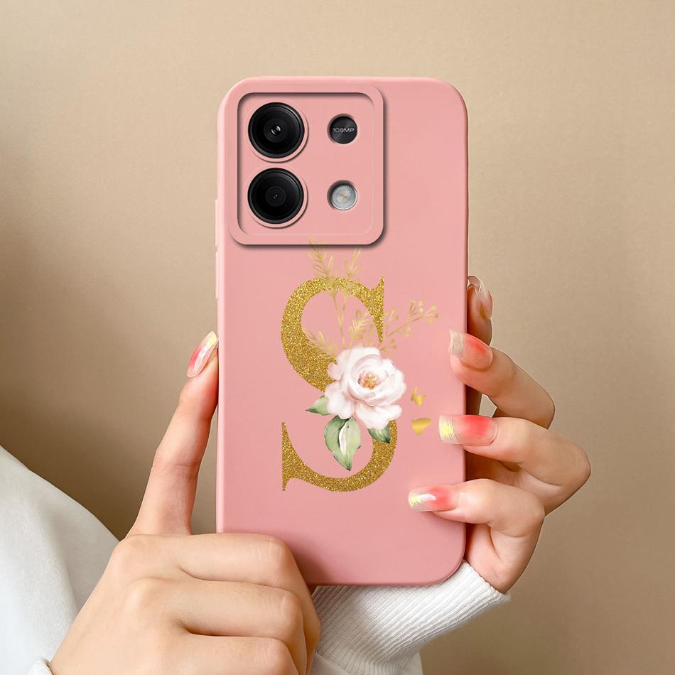 Phone Case For Redmi Note 13 Pro 4G 5G Elegant Letter Soft Liquid Silicone Full Coverage Protector For Redmi Note13 13Pro Fundas