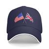 Uk Usa Flags Crossed Baseball Cap Icon Luxury Unisex Hat Beach For Women Unisexs