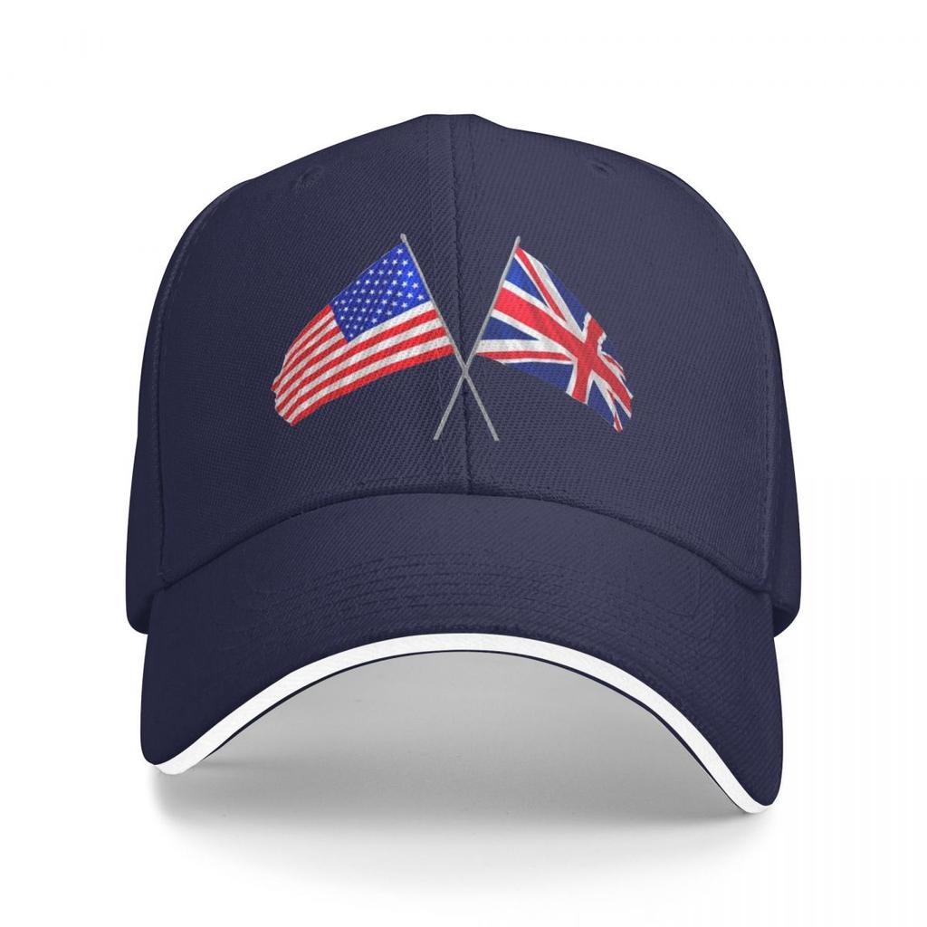 Uk Usa Flags Crossed Baseball Cap Icon Luxury Unisex Hat Beach For Women Unisexs