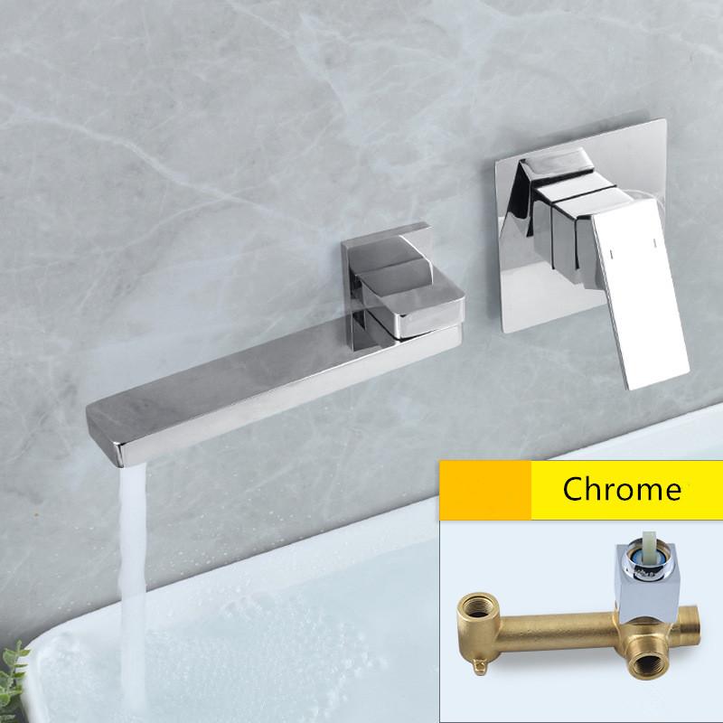 Tuqiu Brushed Gold Basin Faucet Bathroom Faucet In-Wall Black Faucet Hot and Cold Bathroom Sink Tap Basin Mixer Tap Set