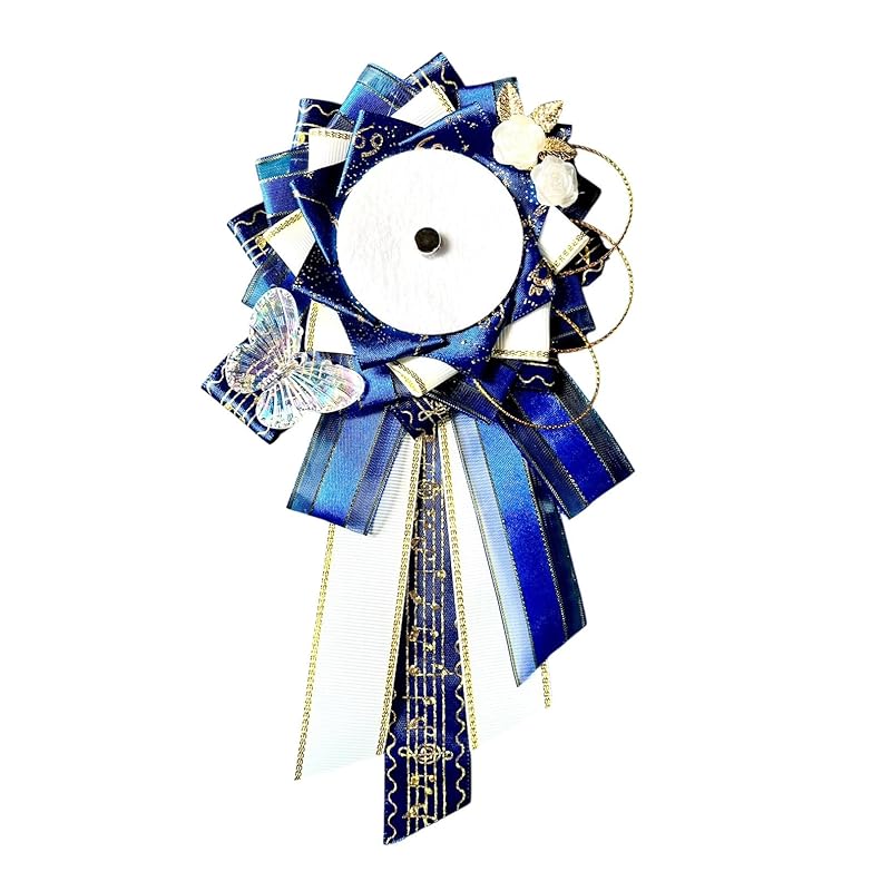 

[seven the world] rosette for can badge white Oshikatsu For can badge 57mm ita bag handmade rose butterfly altar birthday party Itaba tin badge (Navy)
