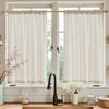 Beige Linen Kitchen Curtains 36 Inch Tier Curtains Farmhouse Cafe Light Filtering Small Window Drapes Flax Country Rustic Rod Pocket