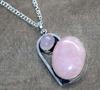 Locket Heart Kunzite Rose Quartz 925 Silver Plated Necklace 17" Trendy l8H39