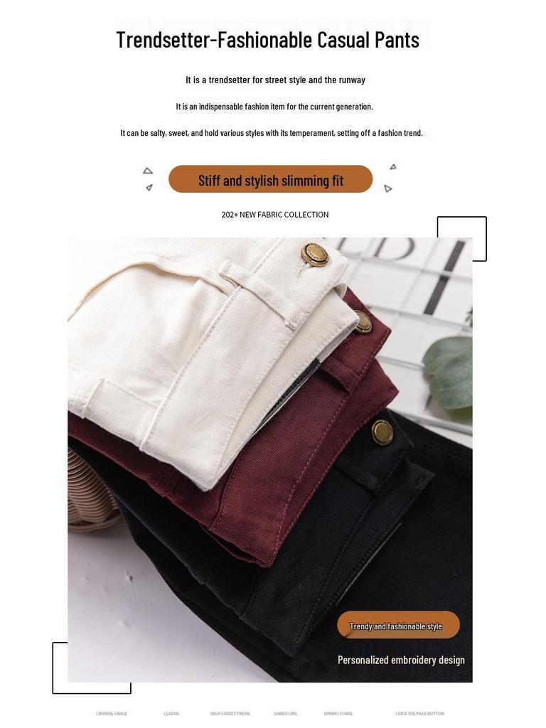 Women's Autumn 2025 High-Waisted Slimming Draped Small Size Straight-Leg Jeans