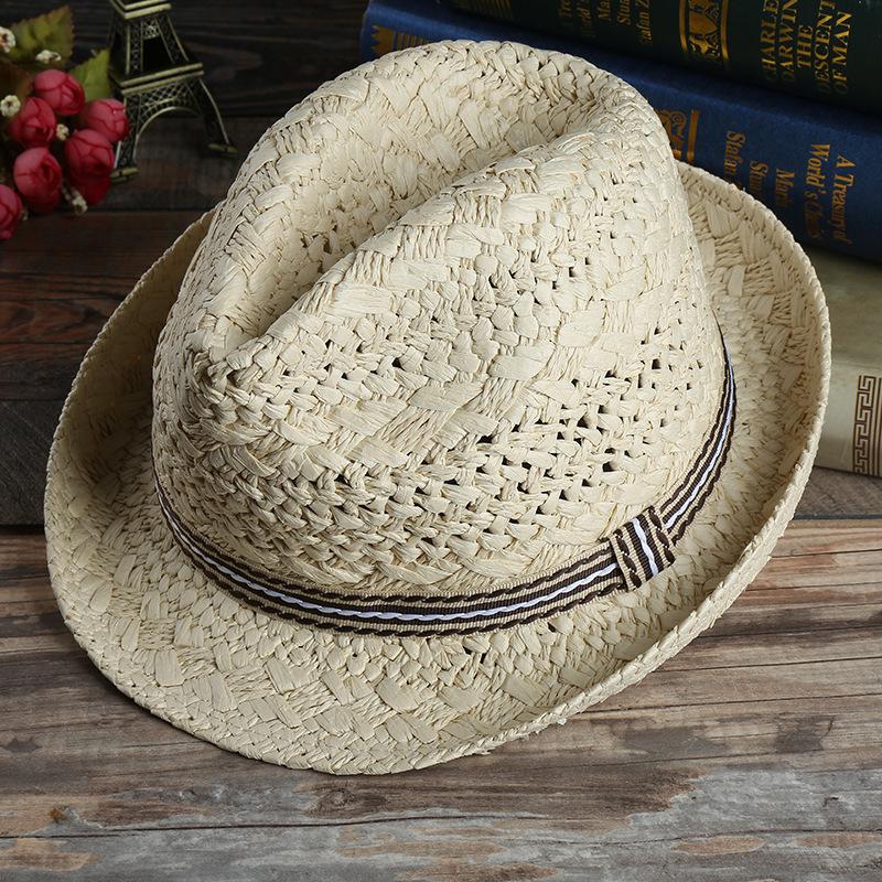 Summer travel men's straw hats, hand-woven outdoor visors, beach hats, breathable parent-child hats manufacturers