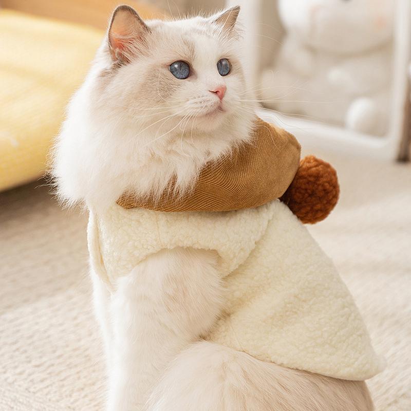 Boy Dog Clothes Cute Dog Sweater Cat Coat With Hat Leader Kitten Clothes Dog Apparel Accessories Soft Winter Dog Clothes For