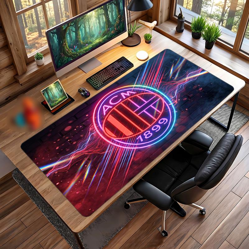 Tappetino per Mouse Grande Stampato AC Milan, Tappetino Morbido in Gomma Antiscivolo per Scrivania da Gioco per Ufficio Laptop Computer Decorazione
