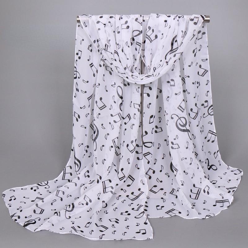 1PC Women Lady Musical Note Chiffon Neck Scarf Shawl Muffler Scarves Fabulous Elastic Beautiful Scarves