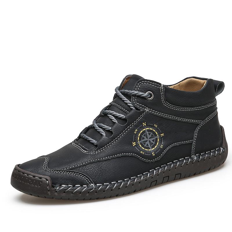 High Top Men Leather Casual Shoes Fashion Sneakers Zapatillas Hombre Spring Autumn Mens Outdoor Shoes Boots Big Size 48 9959