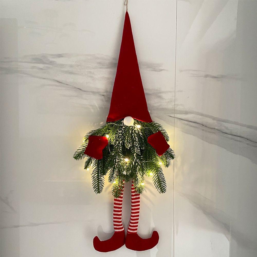 Branches Xmas Tree Ornament Christmas Swedish Gnomes Dangling Santa Claus Long Legs With Lights
