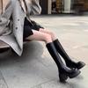 Women's High Over-the-knee Boots Round Head Half-zipper Elastic Thin Thick Bottom Boots Two Heights Optional Fashion Boots Shoes