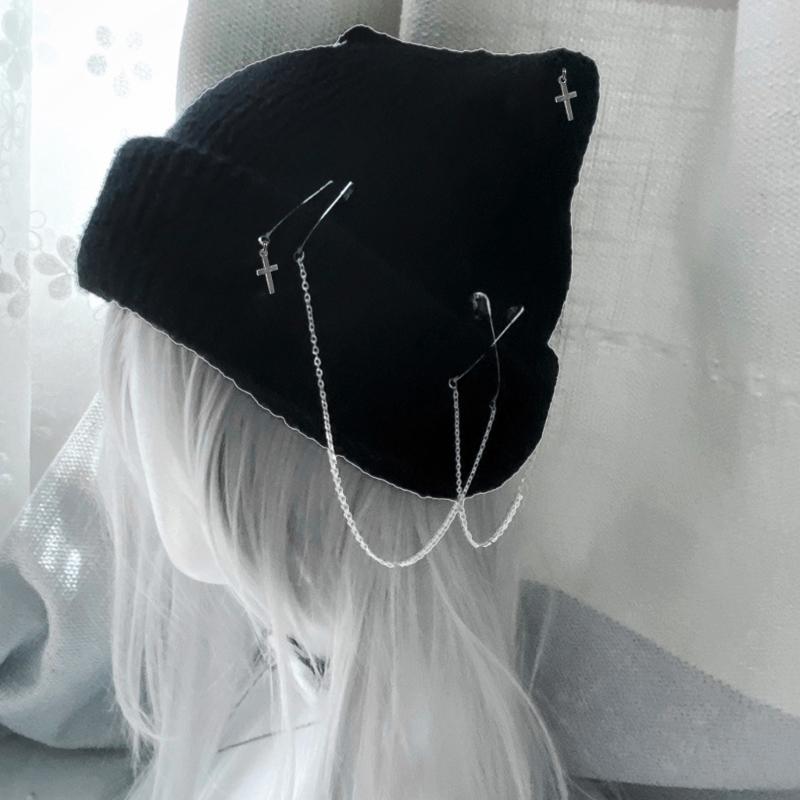 Bonnets tissés à la main pour femme, chapeau tricoté chaud d'hiver, chapeau en corne de diable pour adolescentes, chapeau d'anime à la mode