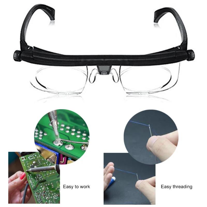 Adjustable Strength Lens Eyewear Variable Focus Distance Vision Zoom Glasses Protective Magnifying Glasses with Storage Bag