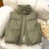 New Winter Down Cotton Clothes Vest Stand-up Collar White Vest Short Sleeveless Light Vest Jacket Women's Clothing