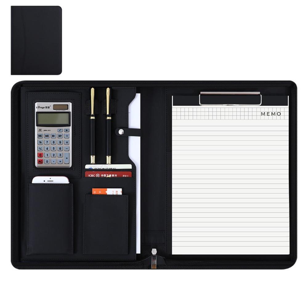 Zipper Closure A4 File Folder With Calculator Meeting Memo Book Portable Business Notepad  Meeting