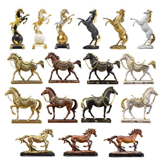Realistic Horse Figurine Handcrafted Pony Resin Statue Simulated Farm Animal Sculpture Home Office Desktop Decoration Ornament