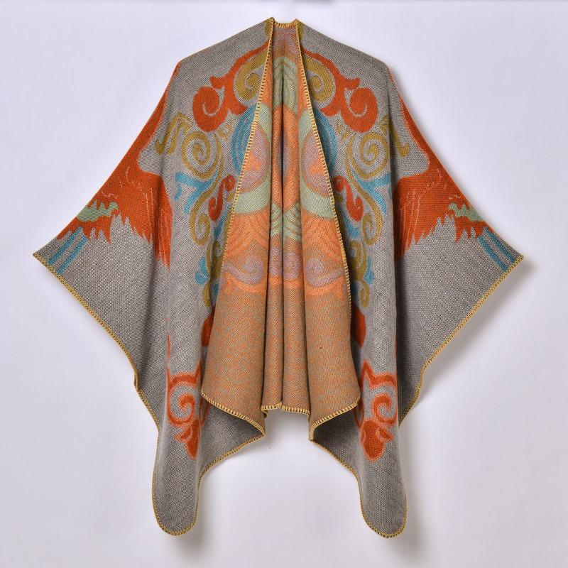 Women's jacquard thickened warm scarf shawl Yunnan Nepal travel photo shawl outside