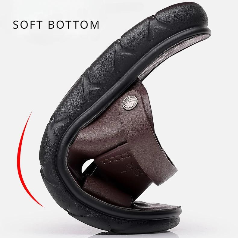 Mode Herren Flache Sandalen Bequeme Sandalen Sommer Zehenfrei Strand Badeschuhe für Herren Luxus Herren Ledersandalen Sandale Homme