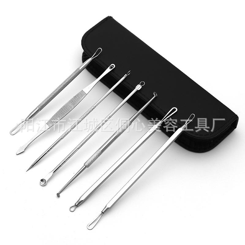 Stainless Steel Double-Headed Blackhead Remover & Acne Needle 7-Piece Beauty Set