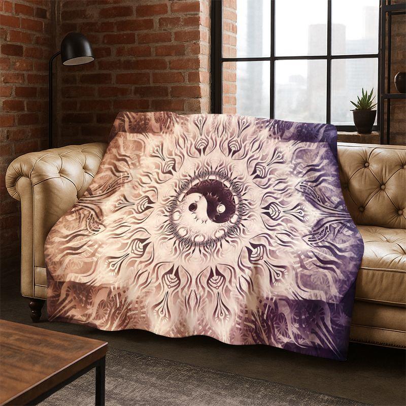 Bohemia Mandala Magic Flower Yoga Flannel Blanket Soft Warm Throw Blanket for Bedroom Living Room Bed Travel Camping Picnic Gift