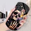 Skeleton Skull Flower For IPhone 16 Pro Max 11 12 Mini 13 14 P Lus 15 Plus 7 8 Se 2020 X Xs Elliptical Tempered Glass Phone Case