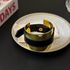Armlet Belt Buckle Leather Bracelet Golden Women Open Bangle Exaggerated Metal Bangle  Versatile