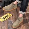 2024 New Martin Boots Men's British Style High-top Short Boots Medium-help Desert Tooling Boots Turned Fur Rhubarb Boots Men