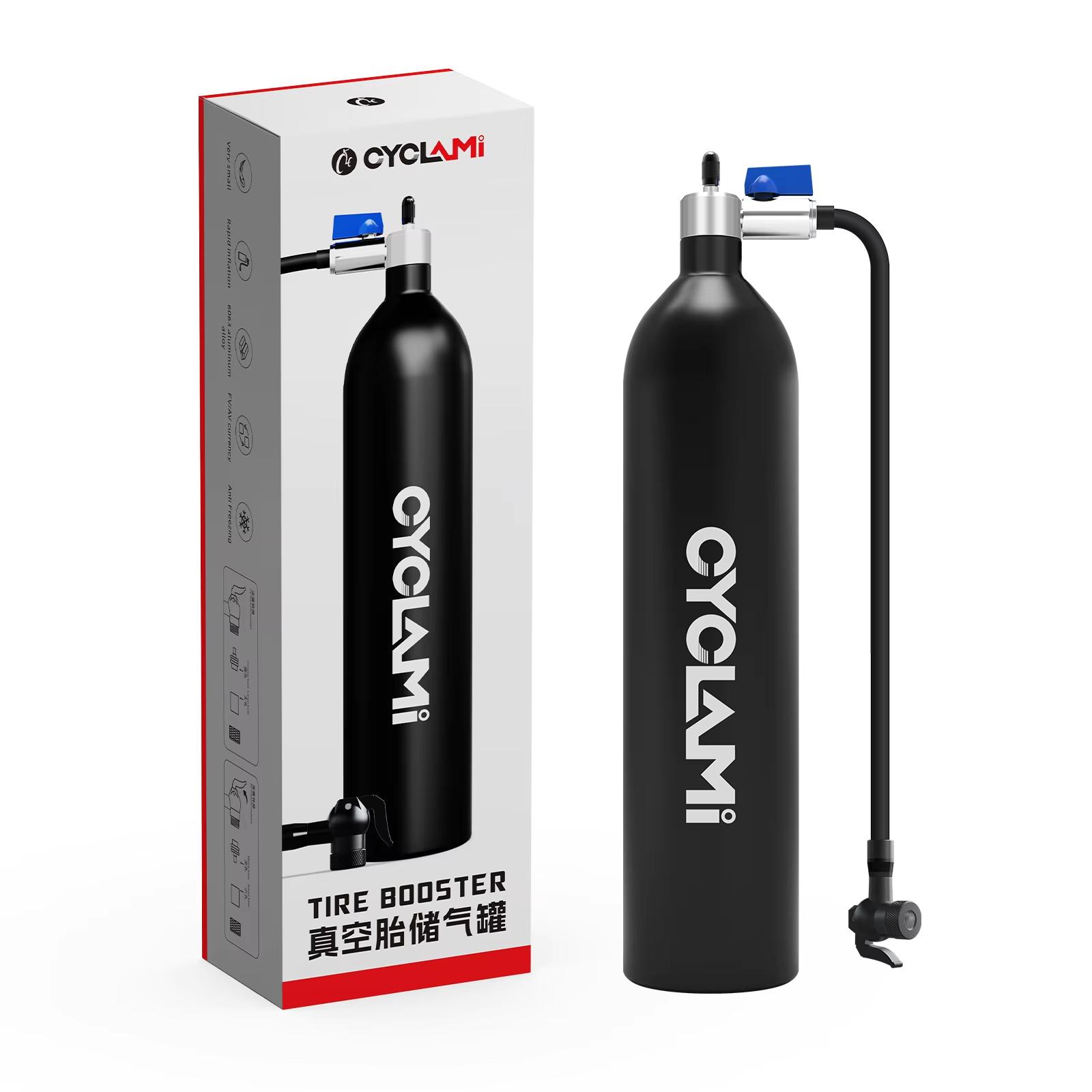 CYCLAMI 1.2L Aluminum Alloy MTB Road Inflator Tyre Air bottle Tire Booster With Valve Gas Cylinder For Bike Tubeless 29 Tire Tire Booster